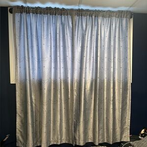Light Silver Minecraft Patterned Rod Pocket Curtains
